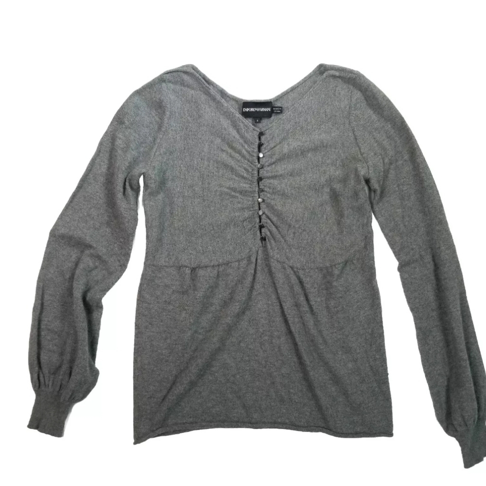 Emporio Armani Women's Long Sleeve Blouse Gray Size 4